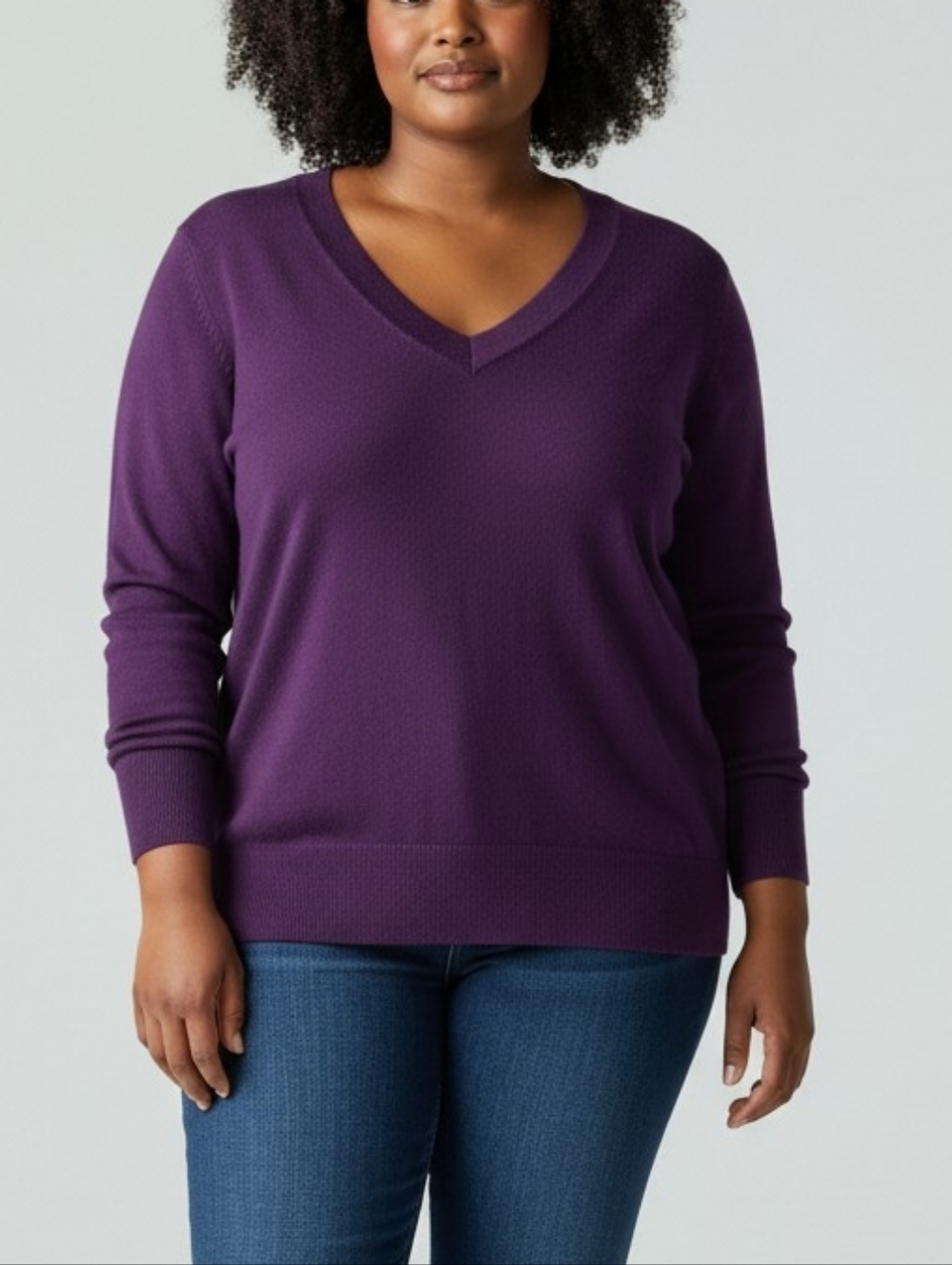 Lane Bryant Deep Purple V-Neck Sweater Top Size Women's 3X
